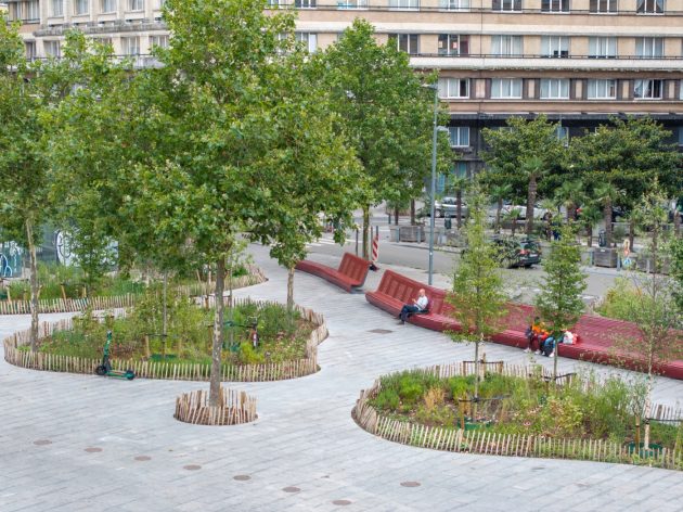 Greening of Flagey and Sainte-Croix Squares – Brussels by Kollektif and Fallow